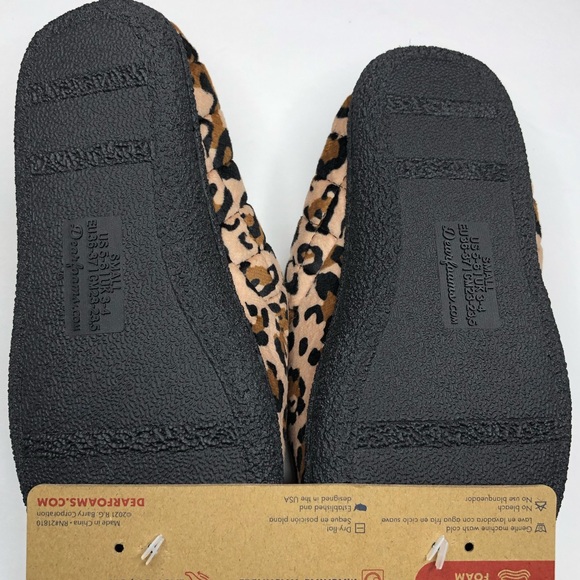 DEARFOAMS Memory Foam Slippers Leopard Print No Sweat Comfort Size S 5-6 - Picture 8 of 12
